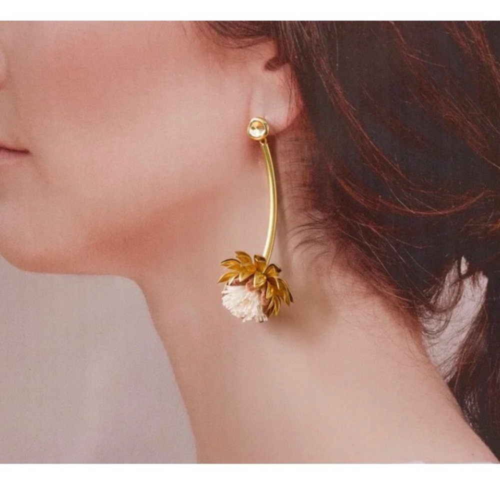 Chic Gold and White Dangle Earrings